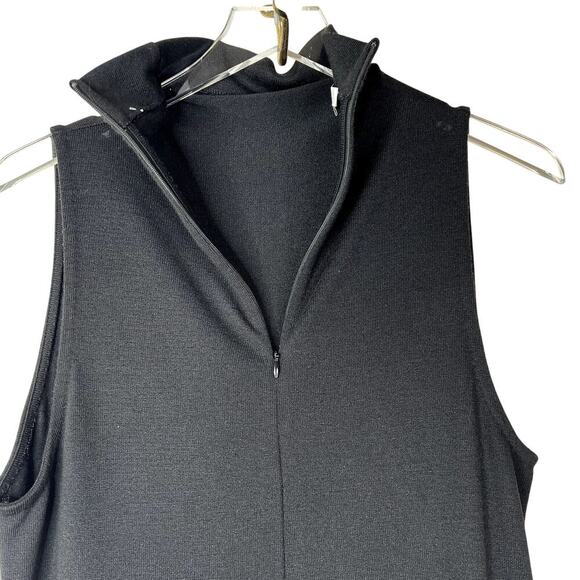 Vince Black Knit Sleeveless Column Dress Mock Neck Midi Stretch LARGE Solid - Picture 5 of 8